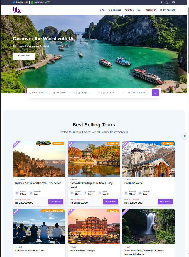 Mockup sitio turístico de alta conversión